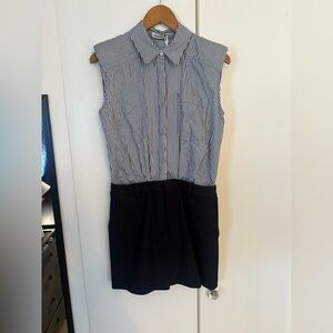 SIMKHAI graham shirting combo mini dress